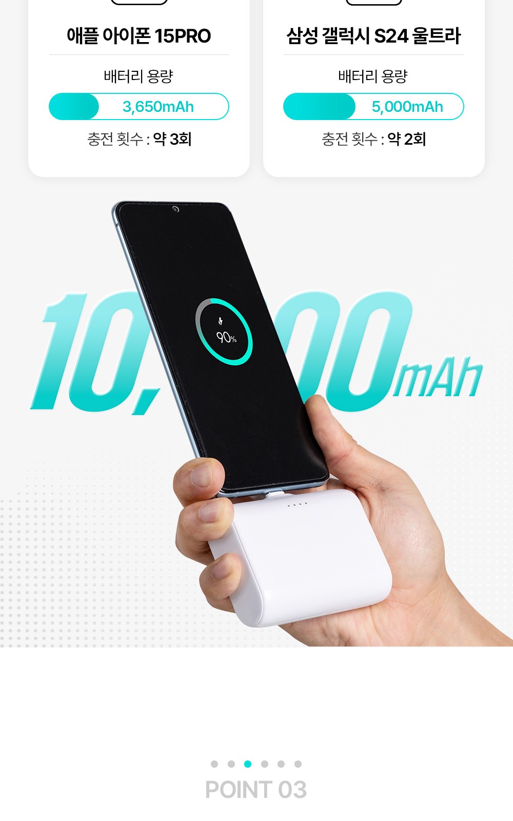 보조배터리 TA-10K 10000mAh 고속충전 고용량 배터리 상세 이미지
