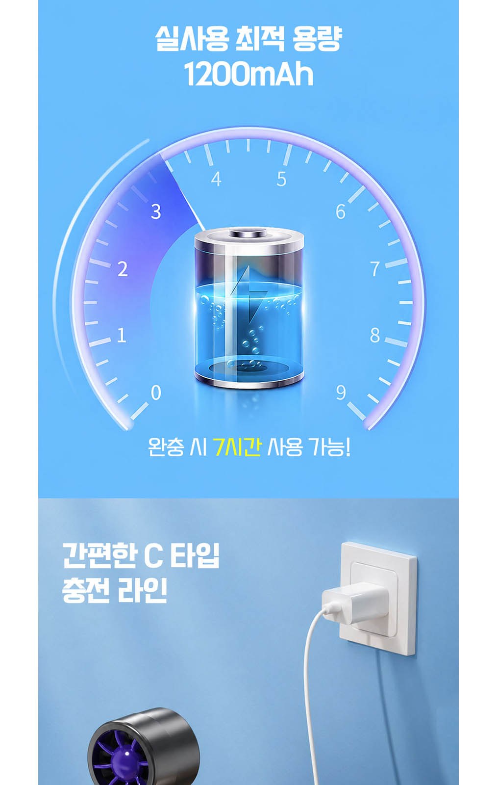 휴대용 선풍기 강력 쿨링 기능 디지털 손풍기 상세 이미지