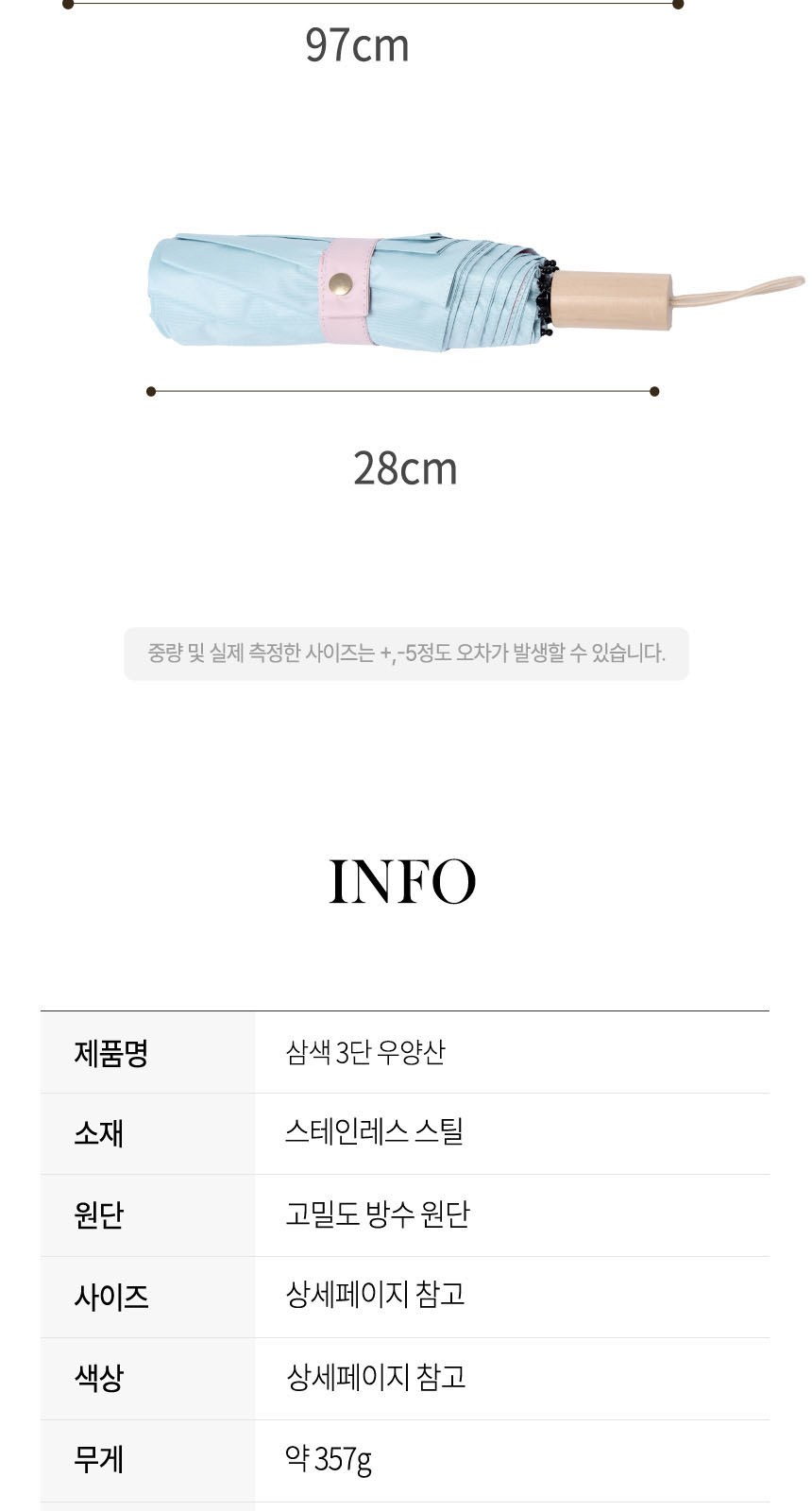 삼색삼단(암막) 우양산 +손선풍기세트 [H48] 상세 이미지