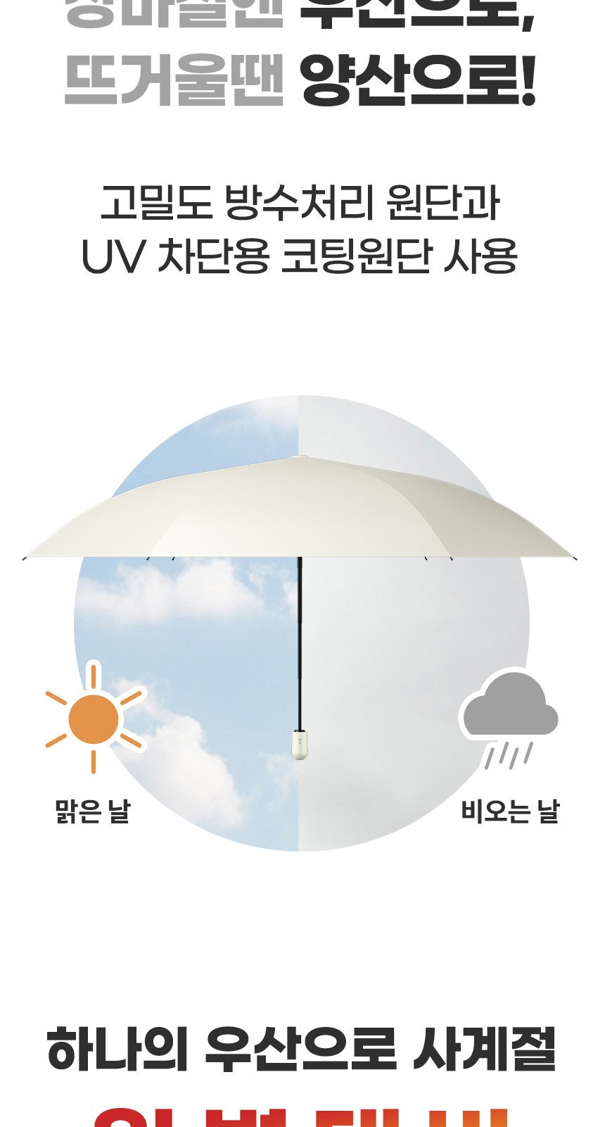 핸디3단자동 (암막) 우양산 +냉각팬손선풍기세트 [H53] 상세 이미지